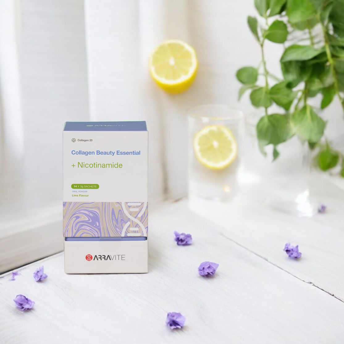 Bột Collagen Nicotinamide Arravite- Hộp 14 Gói